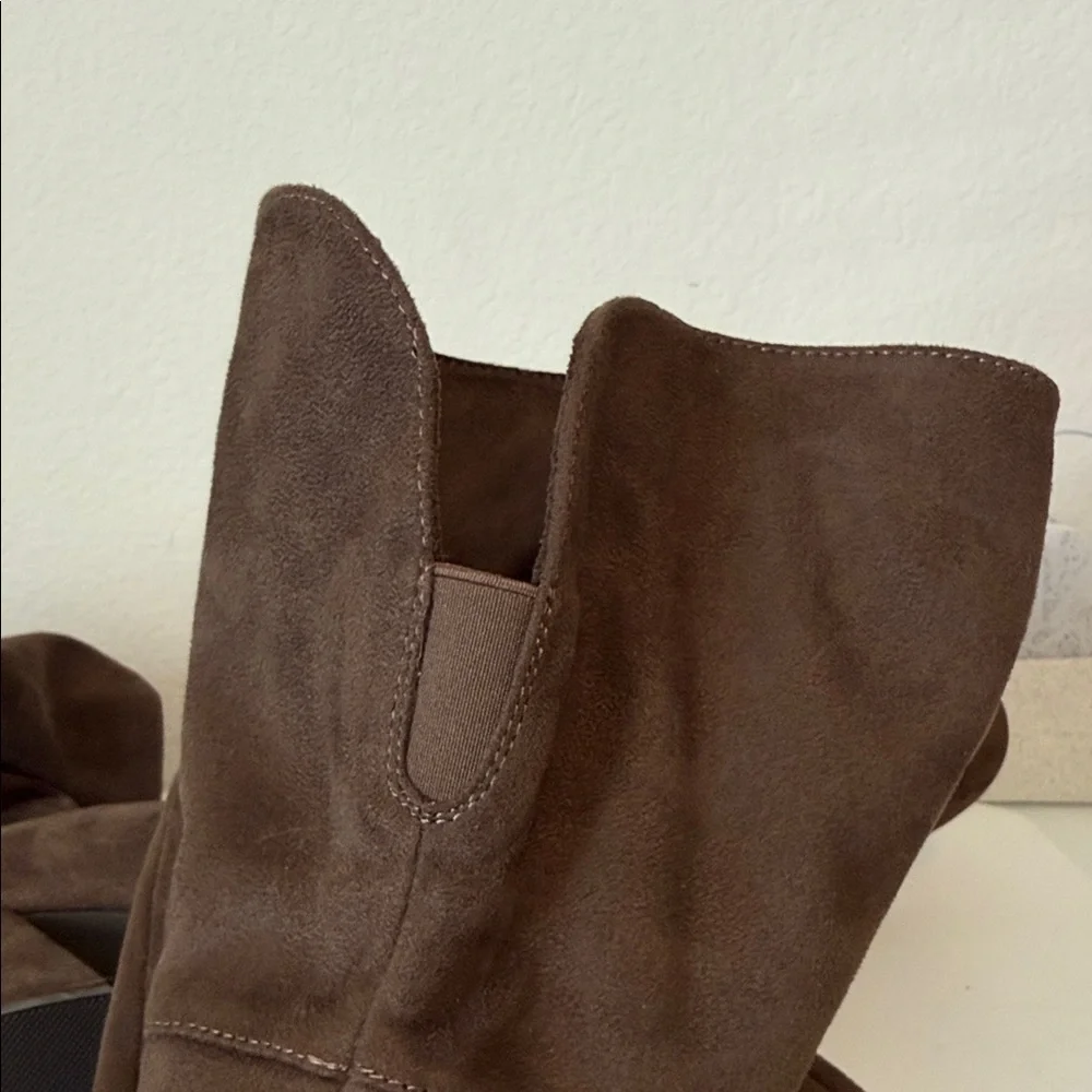 Dream Pairs Dark Brown Faux Suede Over the Knee Heeled Boots NWOB Size 10 - Picture 6 of 6